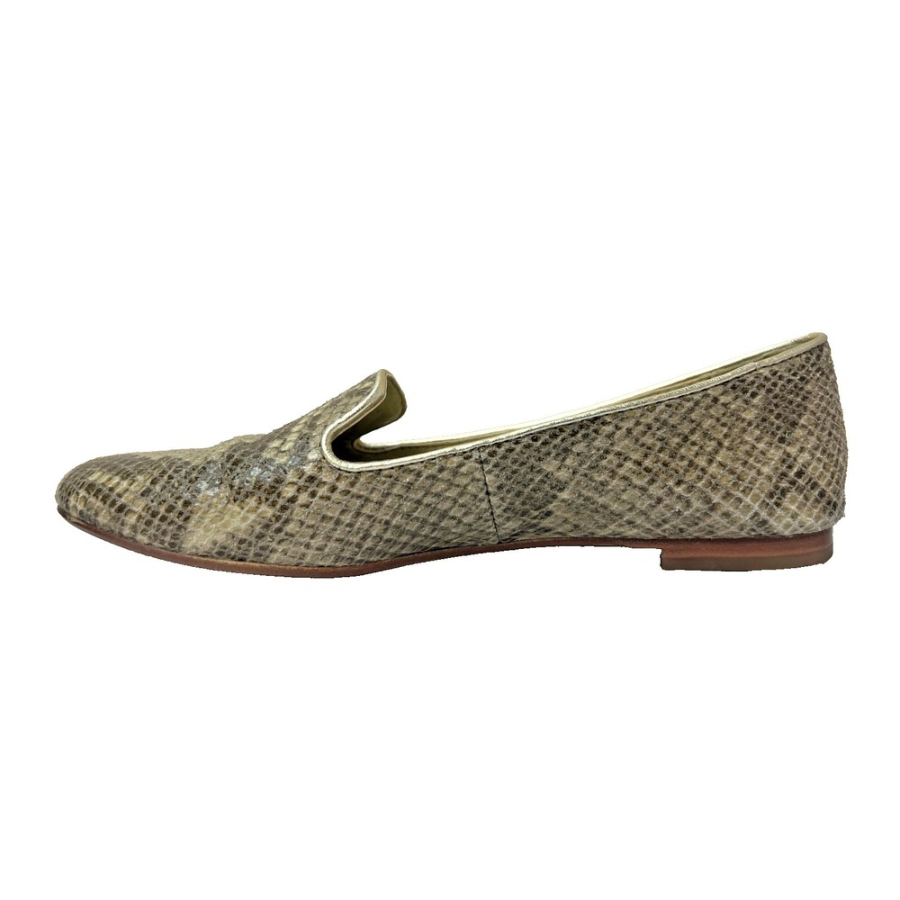 Coach Carrie Flat Loafer Tan Snake Pattern Leather Gold Trim & Insole SZ 9 - Picture 4 of 11